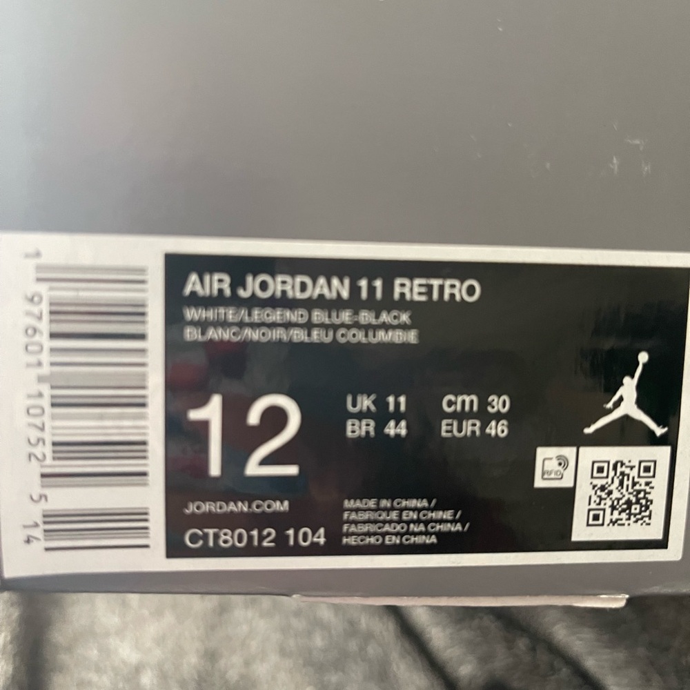 Jordan Air 11 Retro men’s White and Blue NEW size 12 - Picture 3 of 3